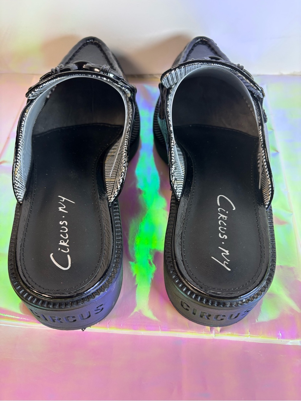 Circus by Sam Edelman Black Patent Chain-Accent Mule Loafers size 8 - Picture 8 of 15